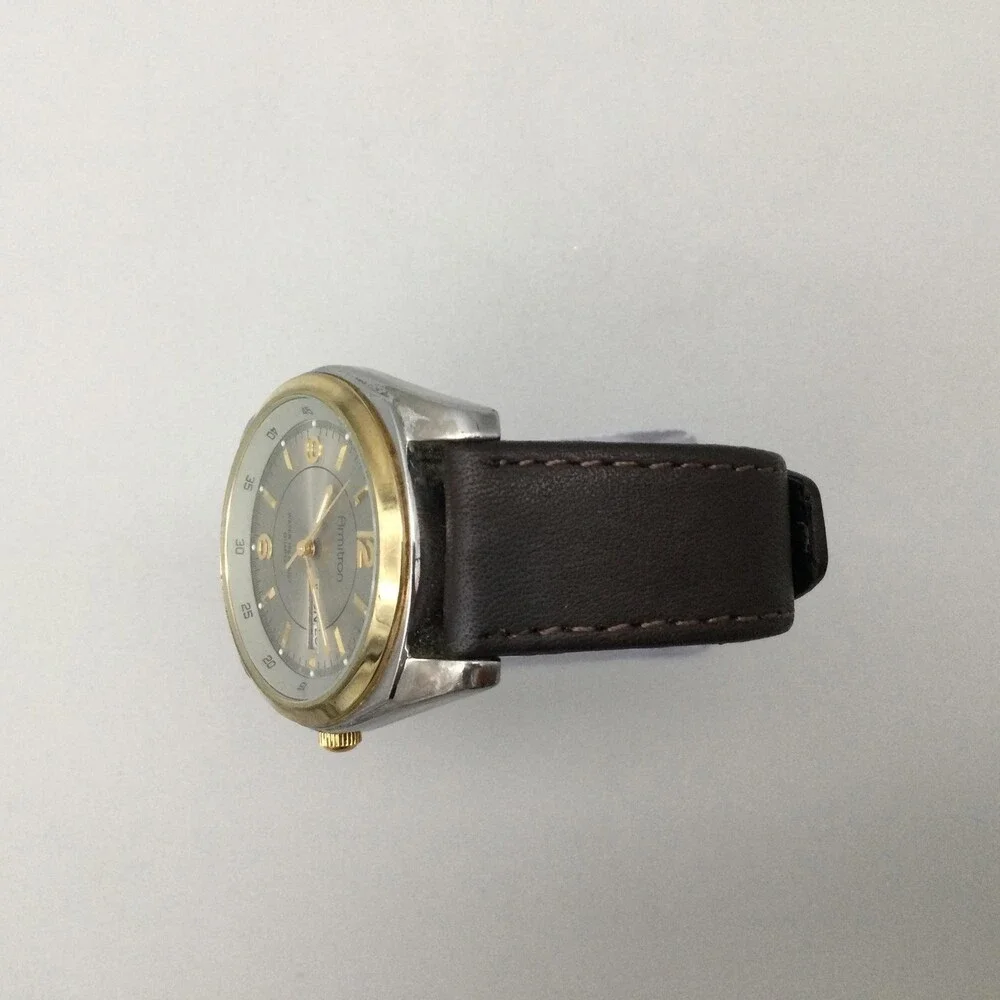 Armitron Mens Watch 38mm Two Tone Leather Strap Day Date 165FT New Battery